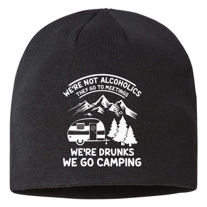We're Not Alcoholics They Go to Meetings Funny Camping Sustainable Beanie