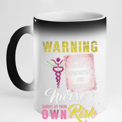 Warning Nurse Annoy At Your Own Risk 11oz Black Color Changing Mug