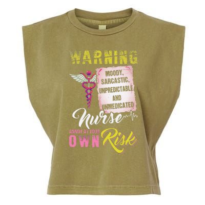 Warning Nurse Annoy At Your Own Risk Garment-Dyed Women's Muscle Tee