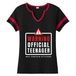 Warning Nager Birthday 13 Year Old Ladies Halftime Notch Neck Tee