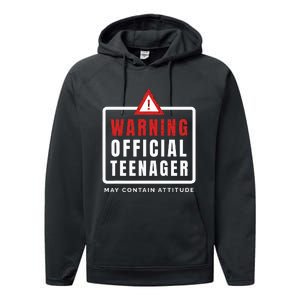 Warning Nager Birthday 13 Year Old Performance Fleece Hoodie