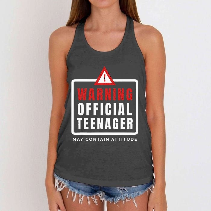 Warning Nager Birthday 13 Year Old Women's Knotted Racerback Tank