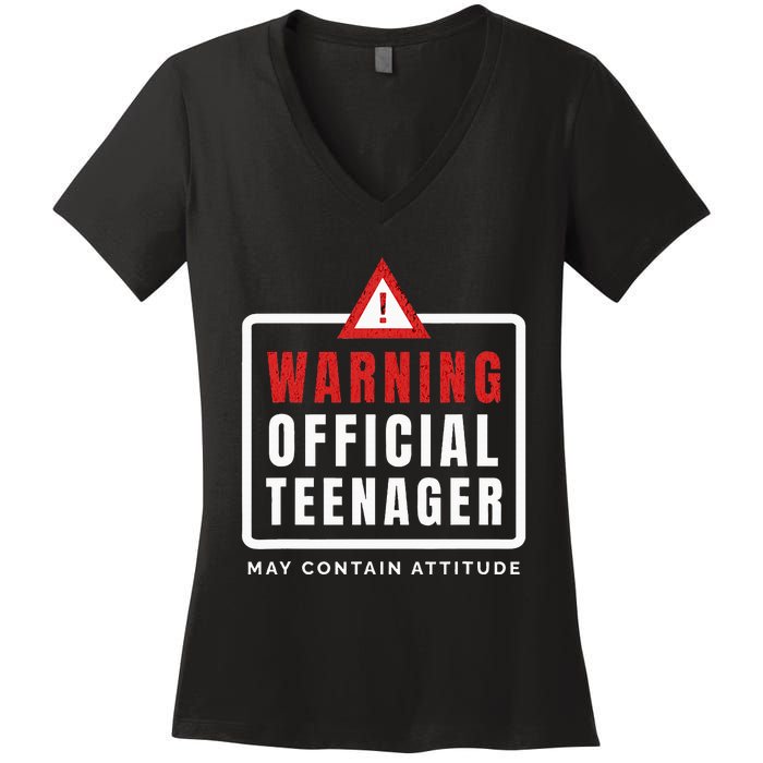 Warning Nager Birthday 13 Year Old Women's V-Neck T-Shirt