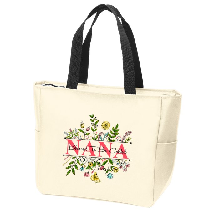 Wildflower Nana Blessed To Be Called Nana Zip Tote Bag