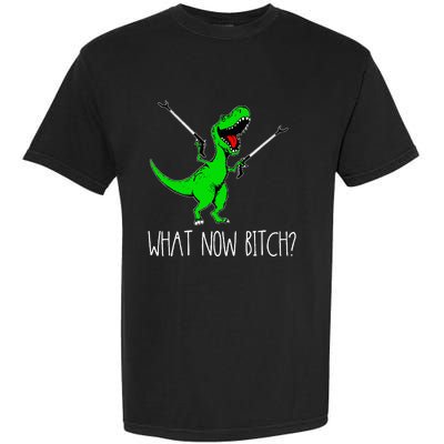 What Now Bitch Funny T Rex Dinosaur Garment-Dyed Heavyweight T-Shirt