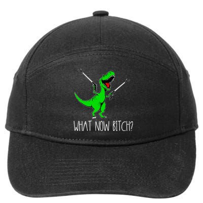 What Now Bitch Funny T Rex Dinosaur 7-Panel Snapback Hat