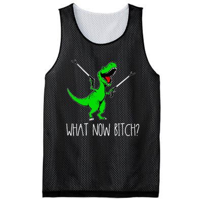 What Now Bitch Funny T Rex Dinosaur Mesh Reversible Basketball Jersey Tank