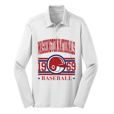 Washington Nationals Baseball Team Lover Supporter Silk Touch Performance Long Sleeve Polo