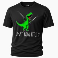What Now Bitch Funny T Rex Dinosaur Cooling Performance Crew T-Shirt