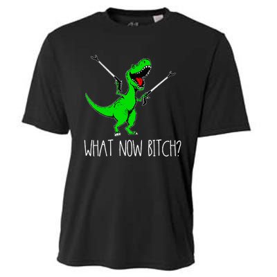 What Now Bitch Funny T Rex Dinosaur Cooling Performance Crew T-Shirt