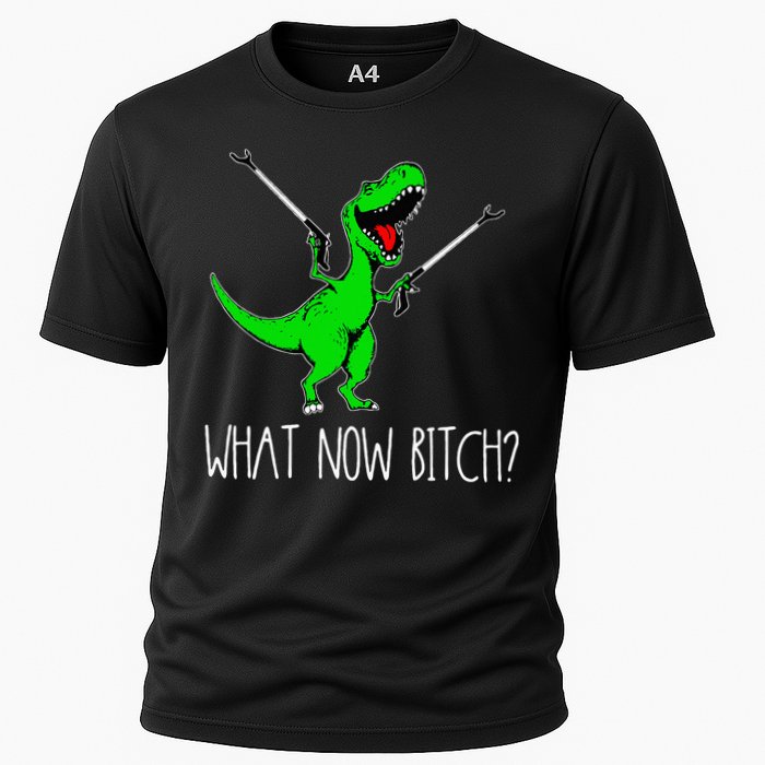 What Now Bitch Funny T Rex Dinosaur Cooling Performance Crew T-Shirt