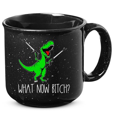 What Now Bitch Funny T Rex Dinosaur 15oz Campfire Ceramic Mug