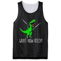 What Now Bitch Funny T Rex Dinosaur Mesh Reversible Basketball Jersey Tank
