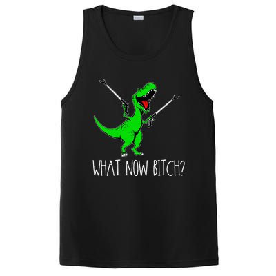 What Now Bitch Funny T Rex Dinosaur PosiCharge Competitor Tank