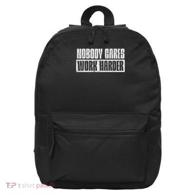 Workout Nobody Cares Work Harder Gym Motivation Women 16 in Basic Backpack