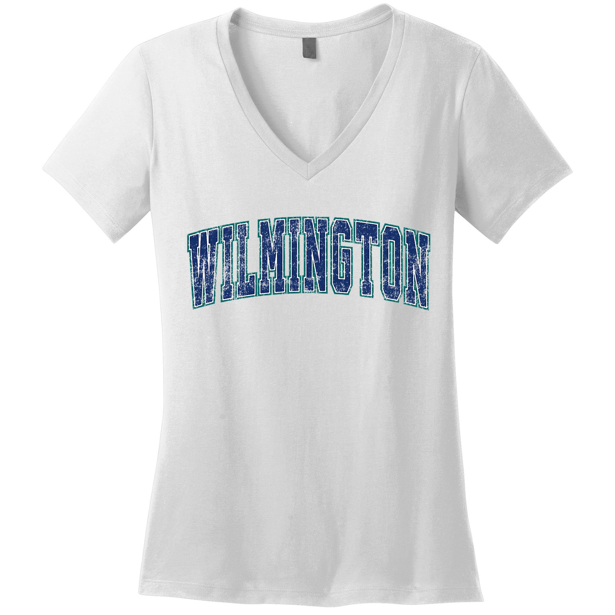 Wilmington North Carolina Nc Vintage Athletic Sports Women's V-Neck T-Shirt