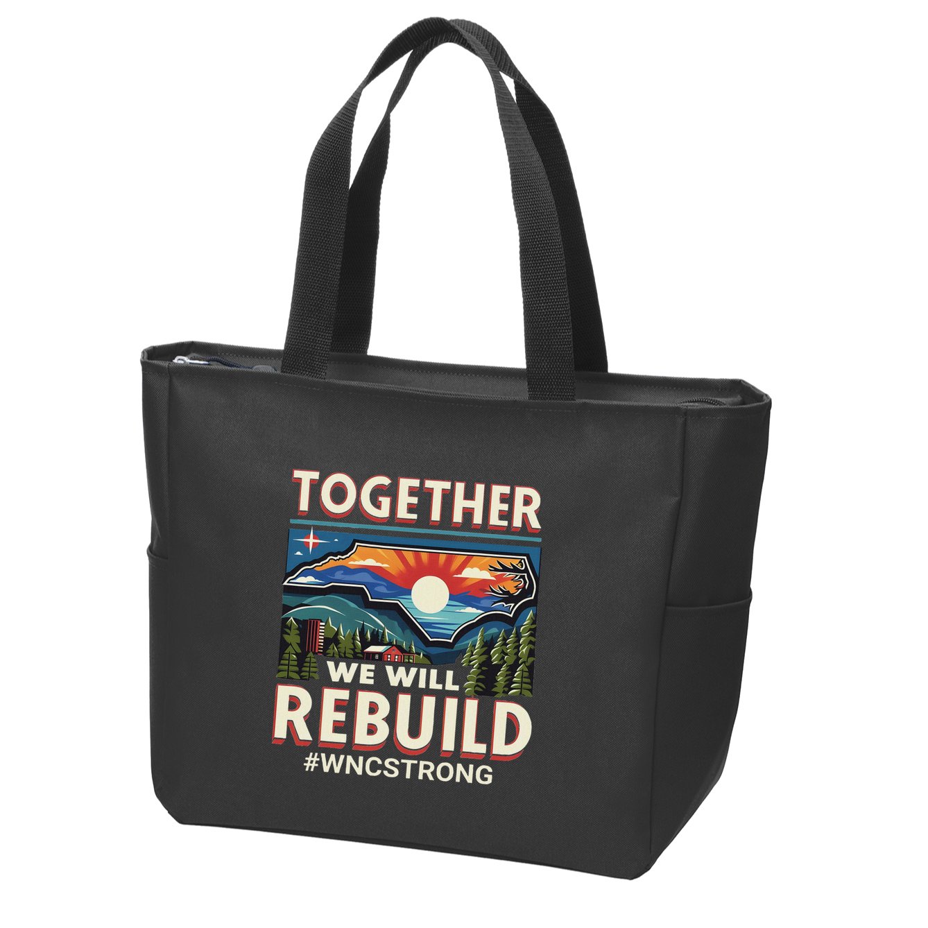 Western North Carolina Together We Will Rebuild Wnc Strong Zip Tote Bag