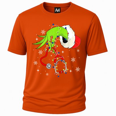 Women Nurse Christmas Stethoscope Nurses Xmas Pajamas Santa Gift Cooling Performance Crew T-Shirt