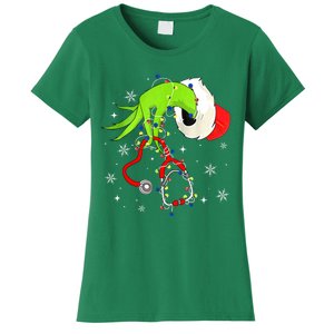 Women Nurse Christmas Stethoscope Nurses Xmas Pajamas Santa Gift Women's T-Shirt