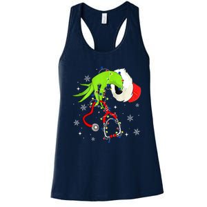 Women Nurse Christmas Stethoscope Nurses Xmas Pajamas Santa Gift Women's Racerback Tank