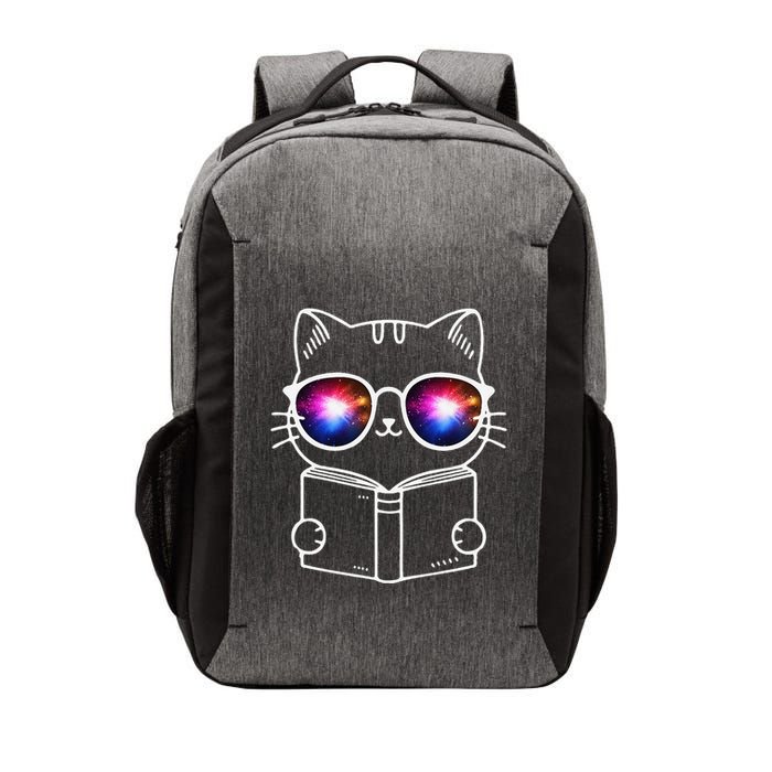 White Nerd Cat With Galactic Lenses And Book Vector Backpack