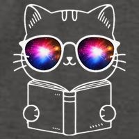 White Nerd Cat With Galactic Lenses And Book Vector Backpack