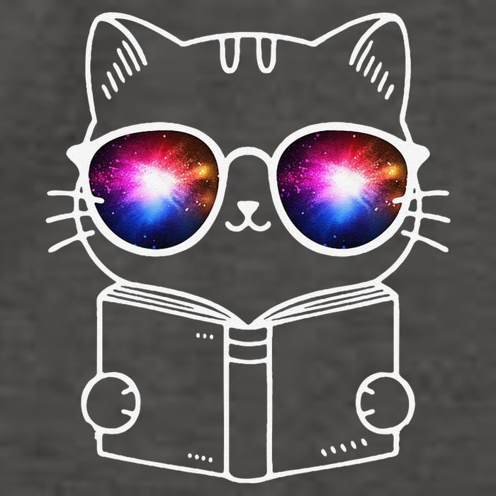 White Nerd Cat With Galactic Lenses And Book Vector Backpack