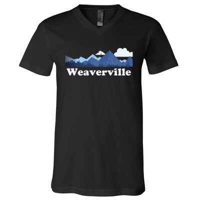 Weaverville North Carolina Blue Ridge Mountains Nc V-Neck T-Shirt