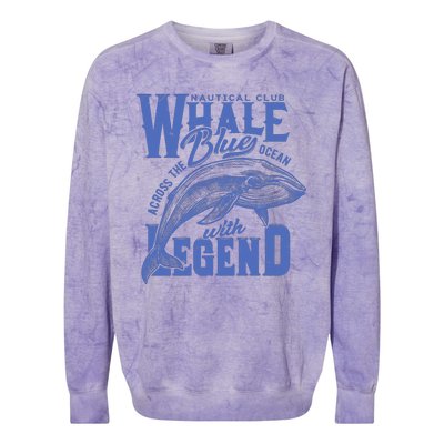 Whale Nautical Club Across The Blue Ocean With Legend Colorblast Crewneck Sweatshirt