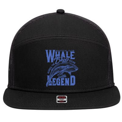 Whale Nautical Club Across The Blue Ocean With Legend 7 Panel Mesh Trucker Snapback Hat