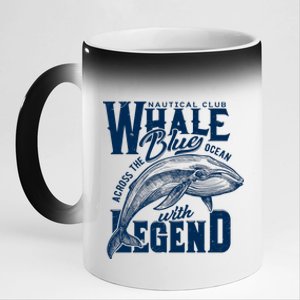 Whale Nautical Club Across The Blue Ocean With Legend 11oz Black Color Changing Mug