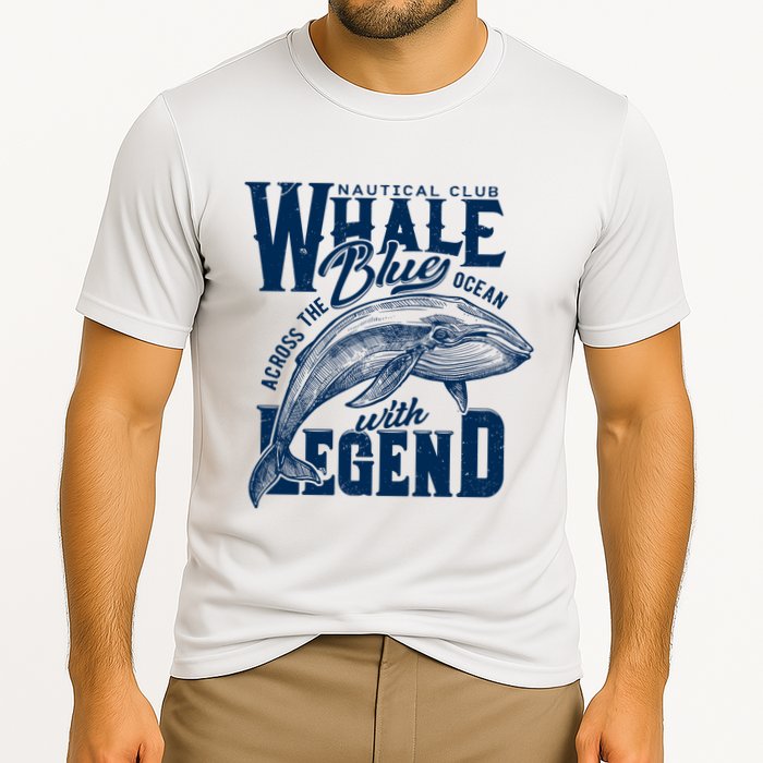 Whale Nautical Club Across The Blue Ocean With Legend Cooling Performance Crew T-Shirt