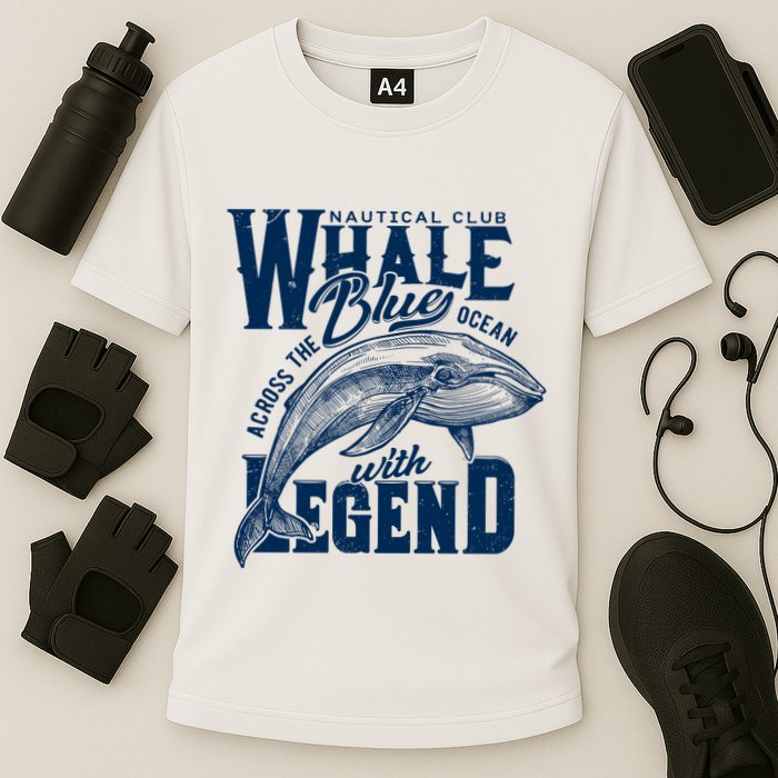 Whale Nautical Club Across The Blue Ocean With Legend Cooling Performance Crew T-Shirt