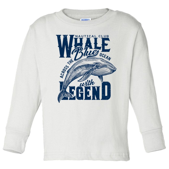 Whale Nautical Club Across The Blue Ocean With Legend Toddler Long Sleeve Shirt