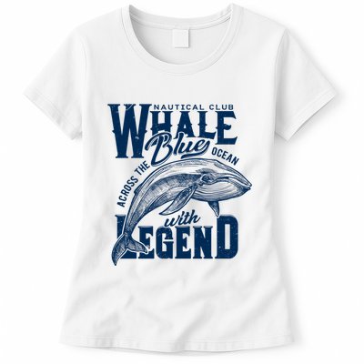 Whale Nautical Club Across The Blue Ocean With Legend Womens T-Shirt