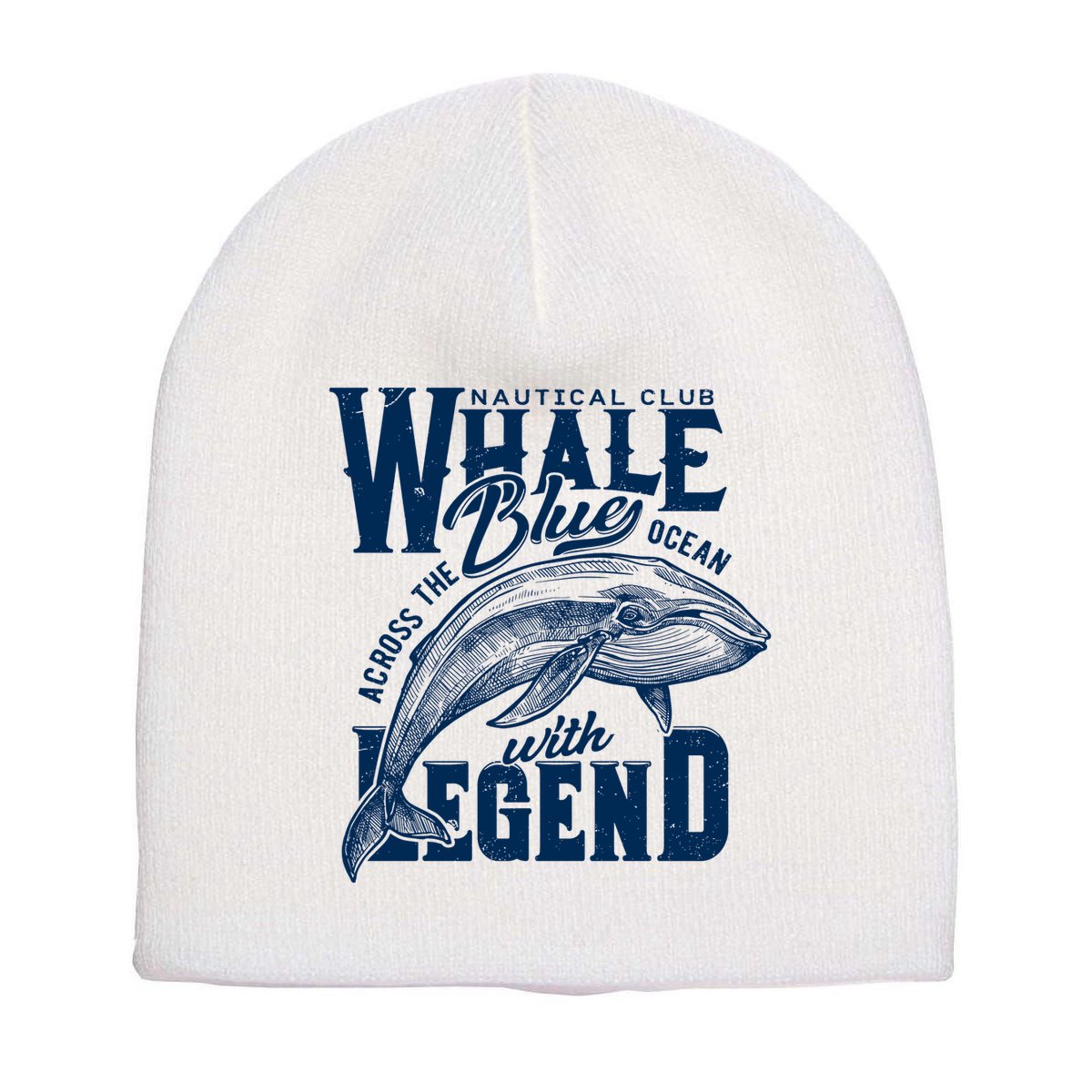 Whale Nautical Club Across The Blue Ocean With Legend Short Acrylic Beanie