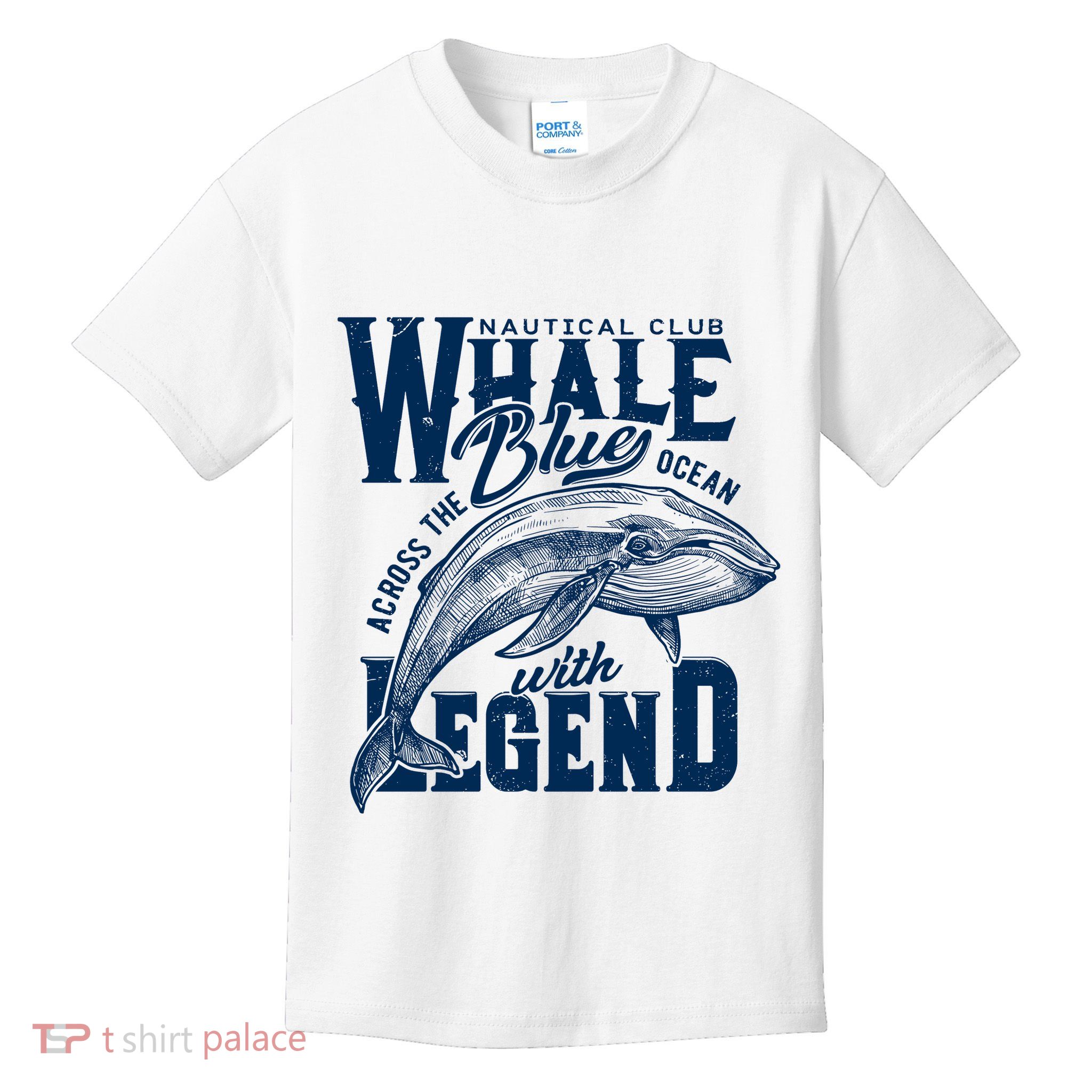 Whale Nautical Club Across The Blue Ocean With Legend Kids T-Shirt