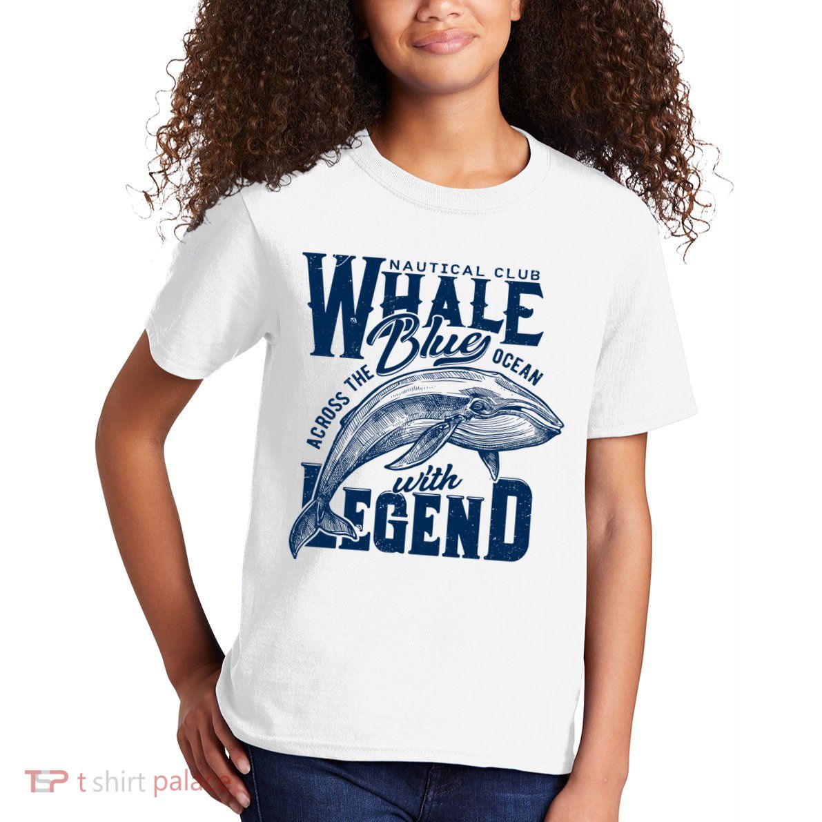 Whale Nautical Club Across The Blue Ocean With Legend Kids T-Shirt