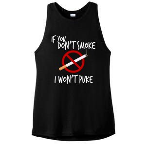 World Nogifttobacco Day If You Don't Smoke I Won't Puke Gift Ladies PosiCharge Tri-Blend Wicking Tank