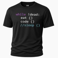While Not Dead Eat Sleep Code Tech Hack Science Programming Cooling Performance Crew T-Shirt