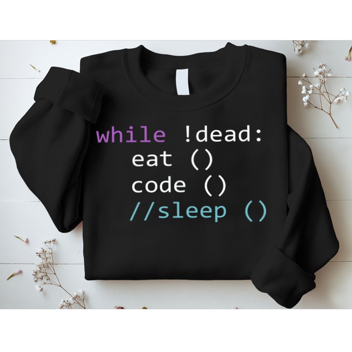 While Not Dead Eat Sleep Code Tech Hack Science Programming Sweatshirt
