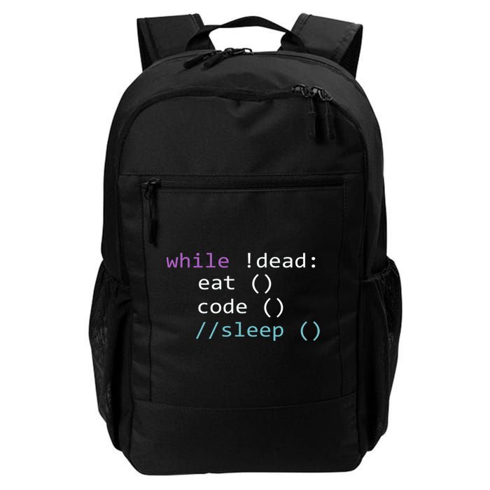 While Not Dead Eat Sleep Code Tech Hack Science Programming Daily Commute Backpack
