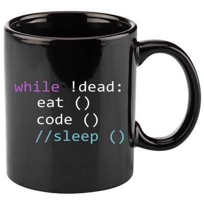 While Not Dead Eat Sleep Code Tech Hack Science Programming 11oz C Handle Ceramic Mug