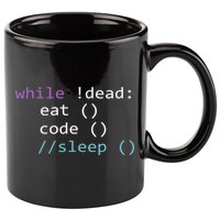 While Not Dead Eat Sleep Code Tech Hack Science Programming 11oz C Handle Ceramic Mug