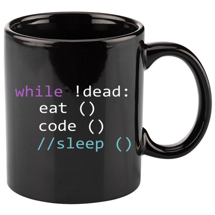 While Not Dead Eat Sleep Code Tech Hack Science Programming 11oz C Handle Ceramic Mug