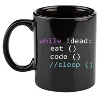While Not Dead Eat Sleep Code Tech Hack Science Programming 11oz C Handle Ceramic Mug