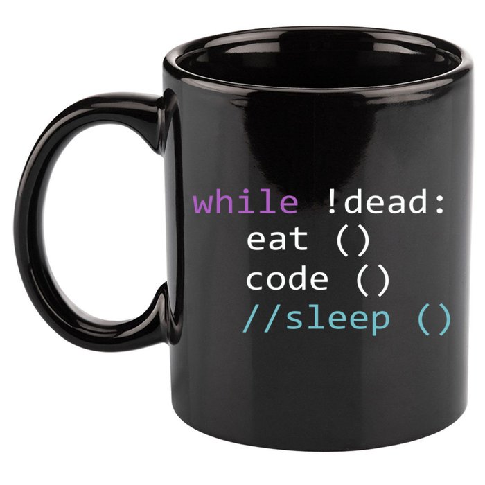 While Not Dead Eat Sleep Code Tech Hack Science Programming 11oz C Handle Ceramic Mug