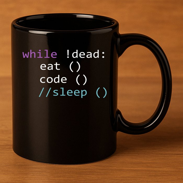 While Not Dead Eat Sleep Code Tech Hack Science Programming 11oz C Handle Ceramic Mug