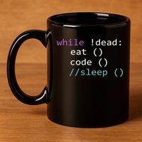 While Not Dead Eat Sleep Code Tech Hack Science Programming 11oz C Handle Ceramic Mug