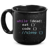 While Not Dead Eat Sleep Code Tech Hack Science Programming 15oz Campfire Ceramic Mug